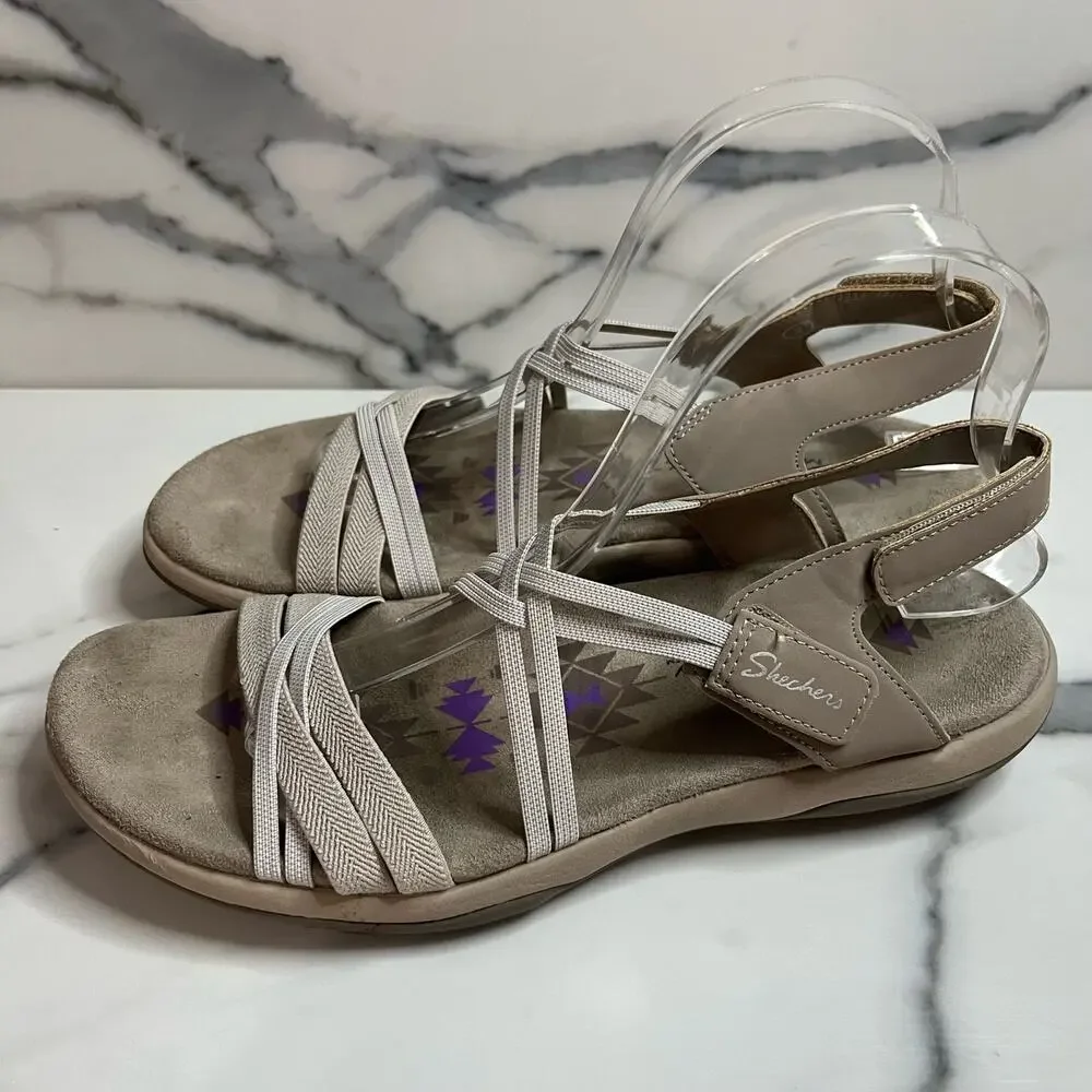 Skechers Women's Taupe Reggae Comfort Takes Two Sandals Sz 9 Outdoors Hiking